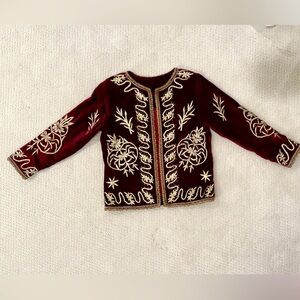 Rapsodia Velvet Jacket burgundy color and gold appliques.